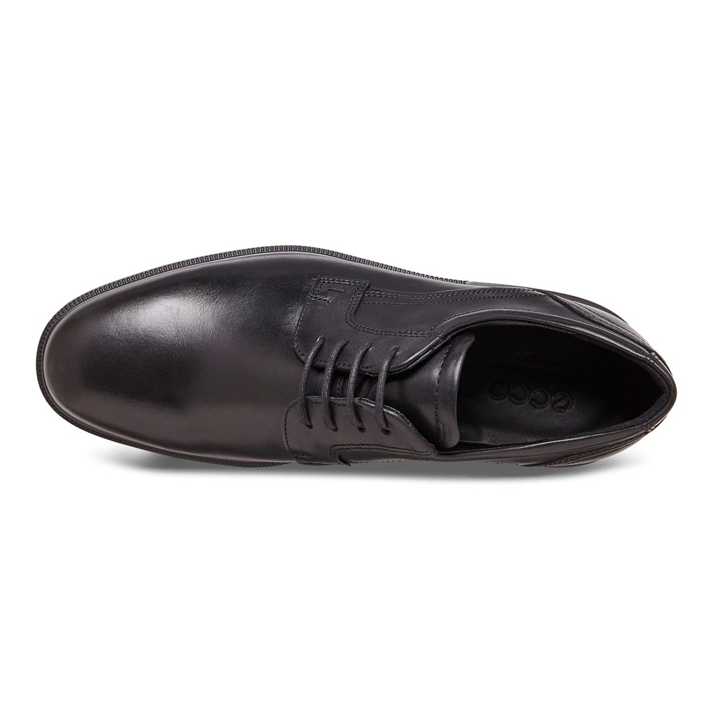 ECCO Mens Dress Shoes Black - Lisbon Plain Toe Tie - UIG-540628